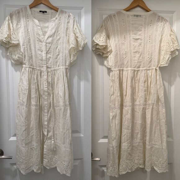 Love Sam Dresses & Skirts - Anthropologie Love Sam boho dress midi beach caftan lace white drawstring size X